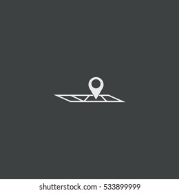 map pin icon isolated on black background