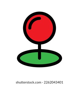 Pin-Symbol-Linie einzeln auf weißem Hintergrund. Schwarze flache Ikone im modernen Umriss-Stil. Lineares Symbol und bearbeitbarer Strich. Einfache und Pixel perfekte Strich-Vektorgrafik