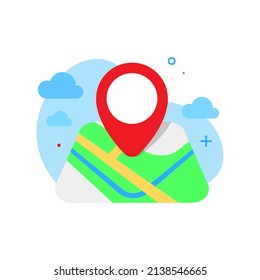 map and pin icon, location access permission concept illustration flat design vector eps10. modern graphic element for landing page, empty state ui, infographic