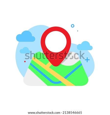 map and pin icon, location access permission concept illustration flat design vector eps10. modern graphic element for landing page, empty state ui, infographic
