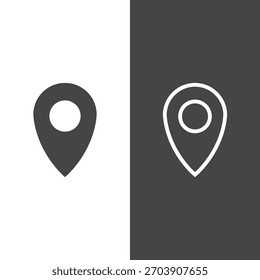icono de pin de mapa, íconos de pin de Locación - Versiones sólidas y de contorno
