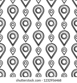 Map Pin Icon, Location Marker Pin On The Map Seamless Pattern Vector Art Illustration