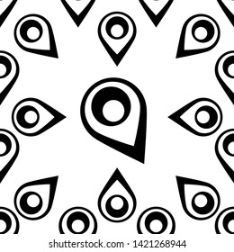 Map Pin Icon, Location Marker Pin On The Map Seamless Pattern Vector Art Illustration