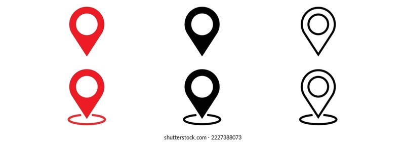 Icono de pin de mapa. Icono de ubicación de mapa. Conjunto de iconos del puntero del marcador de mapa. Marcadores de mapa modernos. signo de pin de ubicación. Marcador de posición de anclaje.