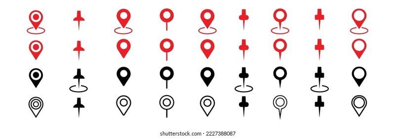 Map pin icon. Map location icon. Map marker pointer icon set. Modern map markers. location pin sign. Pin place marker.