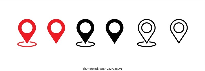 Map pin icon. Map location icon. Map marker pointer icon set. Modern map markers. location pin sign. Pin place marker.