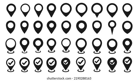 Icono de pin de mapa. conjunto de marcadores de posición de pin de ubicación