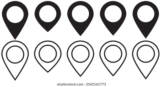 map pin icon, location pin place marker, GPS location vector, modern map vector collection set