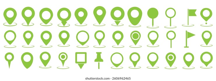 Map pin icon. location pin place marker. Location icon. Map marker pointer icon set. GPS location symbol collection. Modern map markers. Vector icon isolated on transparent background. Stock Vector.