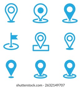 Map pin icon. location pin place marker. Location icon. Map marker pointer icon set. GPS location symbol collection. Modern map markers. Vector icon isolated on transparent background. Stock Vector.