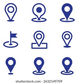 Map pin icon. location pin place marker. Location icon. Map marker pointer icon set. GPS location symbol collection. Modern map markers. Vector icon isolated on transparent background. Stock Vector.