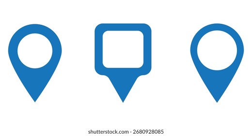 Icono de pin de mapa. marcador de lugar de pin de ubicación. Icono de Locación. Conjunto de iconos de puntero de marcador de mapa. Símbolo de ubicación GPS colección. Victor ilustración EPS 10.