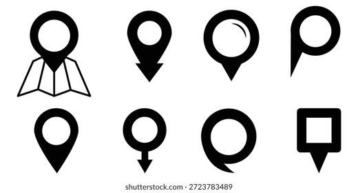 Map pin icon. location pin place marker. Location icon. Map marker pointer icon set. GPS location symbol collection. Modern map markers. Map pointers icon set. Location pin collection. 