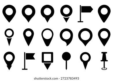 Icono de pin de mapa. marcador de lugar de pin de ubicación. Icono de Locación. Conjunto de iconos de puntero de marcador de mapa. Símbolo de ubicación GPS colección. Marcadores de mapas modernos. Conjunto de iconos de punteros de mapa. colección de pin de Locación. 
