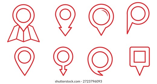Ícone de pin do mapa. marcador de local do pin. Ícone Local. Conjunto de ícones do ponteiro do marcador do mapa. Ponto de extremidade. Ícone de pin de local. 