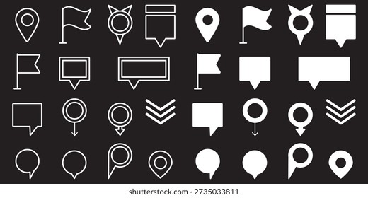 Map pin icon. location pin place marker. Location icon. Map marker pointer icon set. GPS location symbol collection. Victor illustration Eps 10.
