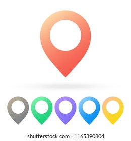 Map pin icon. Location pointer vector sign. Novigation place symbol. GPS position point element. Road direction emblem. Search distination illustration.