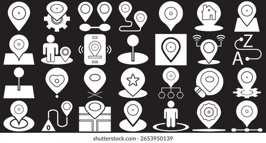Ícone de pin do mapa .  Localização, pin push, marcador de mapa, geolocalização, rota, bandeira, posição, etc ilustração vetorial. EPS 10 IA