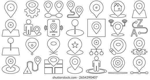 Map pin  icon .  Location, push pin, map marker, geolocation, route, flag, position, etc. vector illustration. EPS 10 AI