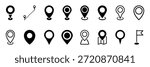 Map pin icon, location symbol.