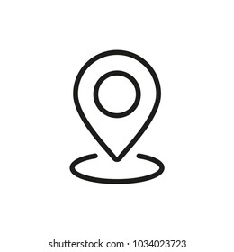 Icono de pin de asignación, símbolo de ubicación, vector de esquema