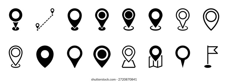 Icono de pin de mapa, símbolo de ubicación.