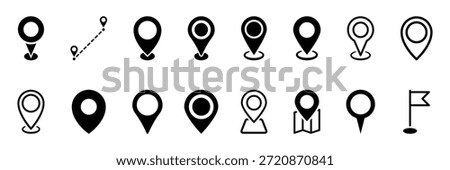 Map pin icon, location symbol.