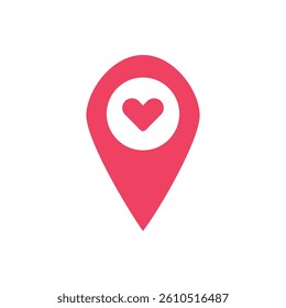 map pin icon, location pin vector icon, map pointer with heart icon ilustration