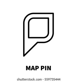 Map pin icon or logo in modern line style. High quality black outline pictogram for web site design and mobile apps. Vector illustration on a white background.