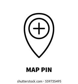 Map pin icon or logo in modern line style. High quality black outline pictogram for web site design and mobile apps. Vector illustration on a white background.