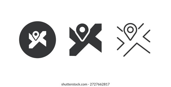 Map pin icon. Multi series icon. Perfect pixel isolated on white background. Vector illustration