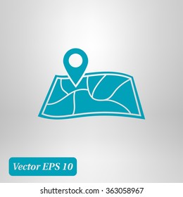 Map with a pin icon. Map navigation simbol.