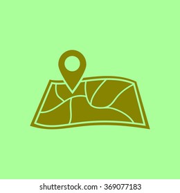 Map with a pin icon. Map navigation simbol.