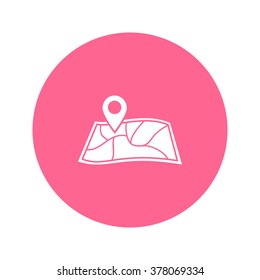 Map with a pin icon. Map navigation simbol.