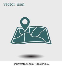 Map with a pin icon. Map navigation simbol.