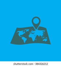 Map with a pin icon. Map navigation simbol.