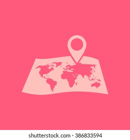 Map with a pin icon. Map navigation simbol.