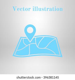 Map with a pin icon. Map navigation simbol.