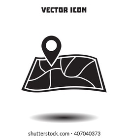 Map with a pin icon. Map navigation simbol.