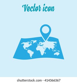 Map with a pin icon. Map navigation simbol.