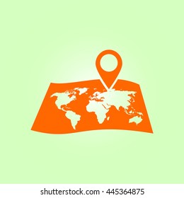 Map with a pin icon. Map navigation simbol.