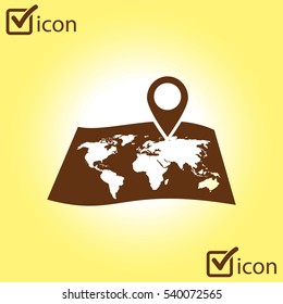 Map with a pin icon. Map navigation simbol.