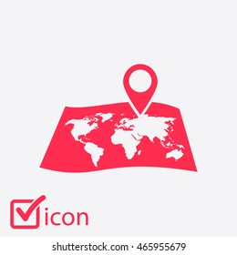 Map with a pin icon. Map navigation symbol.
