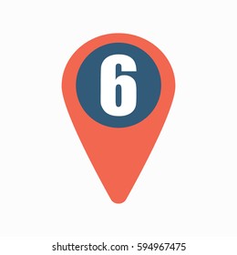 Map pin icon with number 6