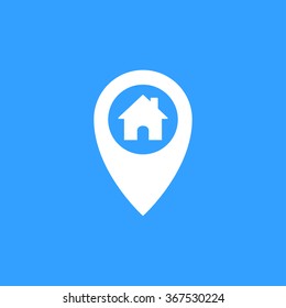 Map pin  icon  on blue background. Vector illustration.