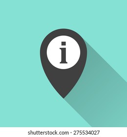 Map pin  icon on a green background. Vector illustration, flat design.
