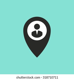 Map pin  icon on green background. Vector illustration.