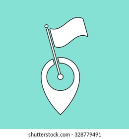 Map pin  icon  on green background. Vector illustration.
