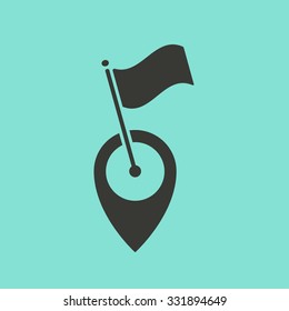 Map pin  icon  on green background. Vector illustration.