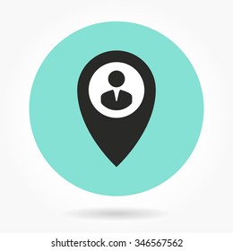 Map pin  icon  on green background. Vector illustration.